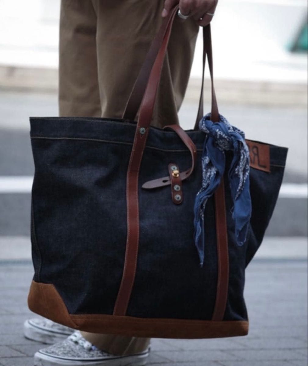 RRL ダブルアールエル レザートリム デニム トート｜Yahoo!フリマ（旧