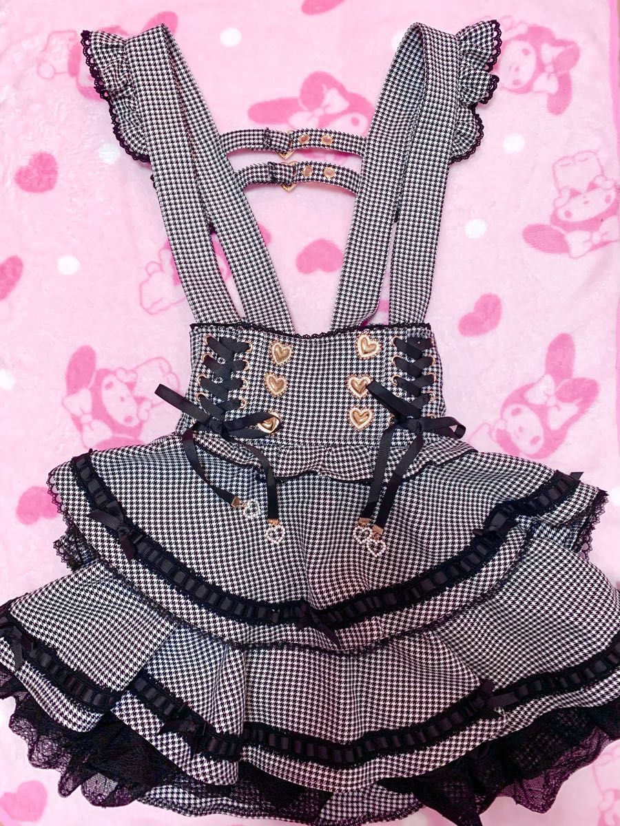 完売品 LIZLISA リズリサ はしごリボンチェックティアードスカパン