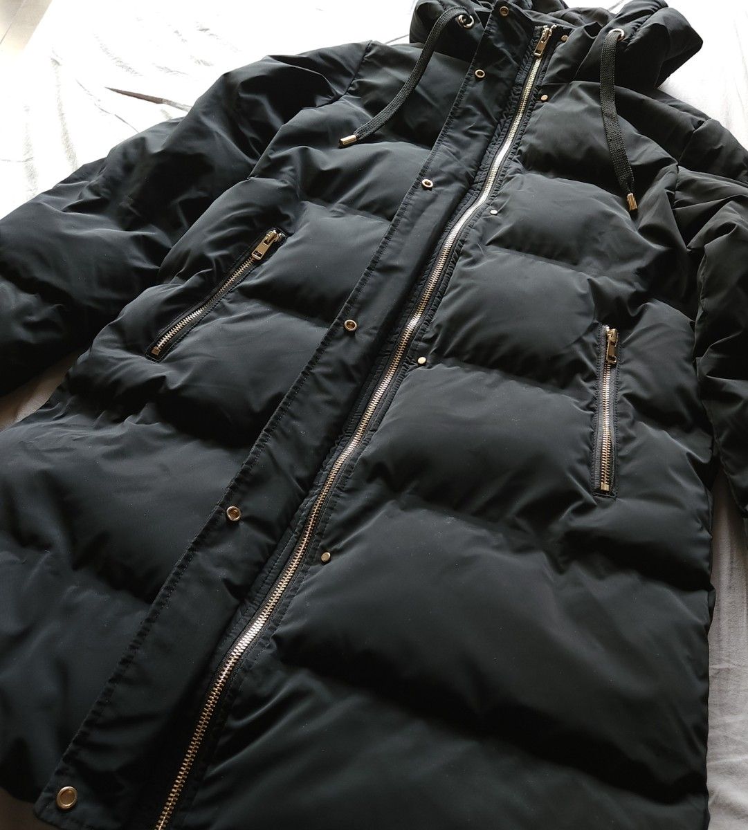 ZARA ザラ 中綿ポリエステル 撥水シームレスコート ブラック 海外M