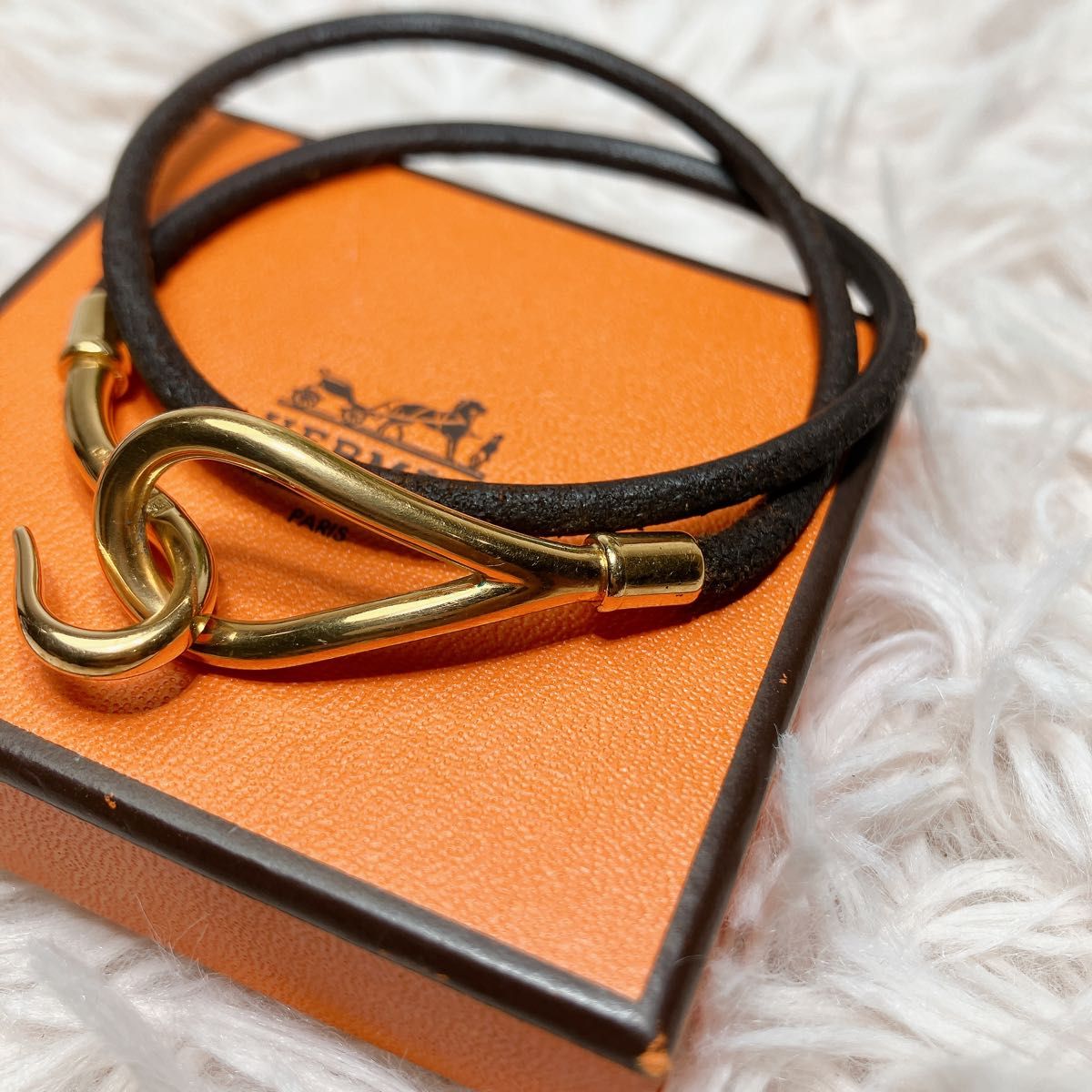 HERMES エルメス ジャンボ ブレスレット ダブル ゴールド チョーカー