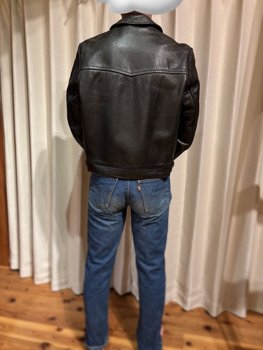 エアロレザー AERO LEATHER シングルライダース 襟つき 牛革 ヨーク