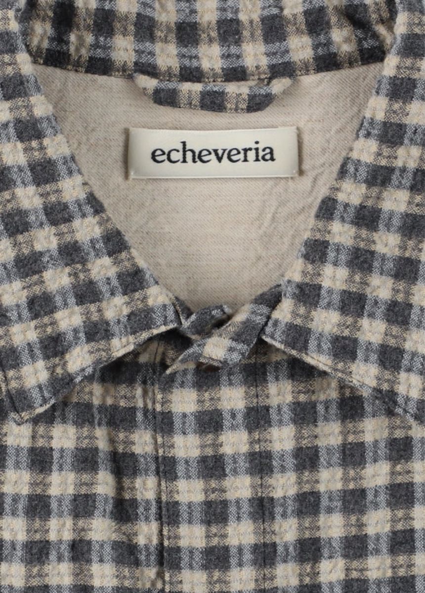 サイズ2 echeveria Cotton Wool Check Shirt グレー×ベージュ｜Yahoo