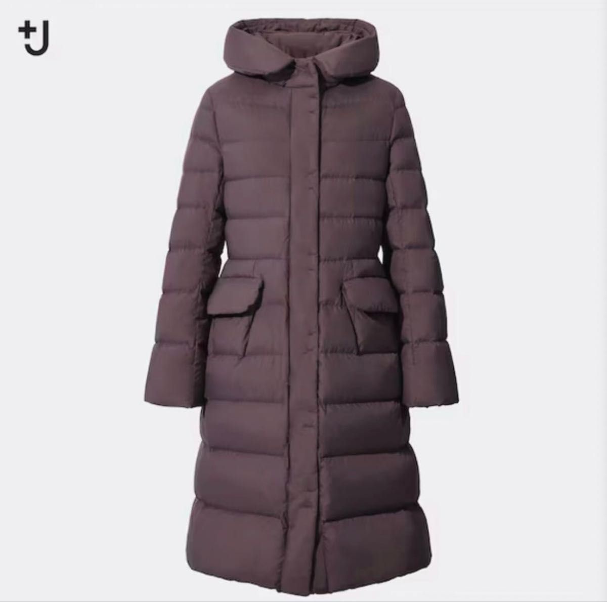 美品UNIQLO＋J ウルトラライトダウンフーデットコート パープル M
