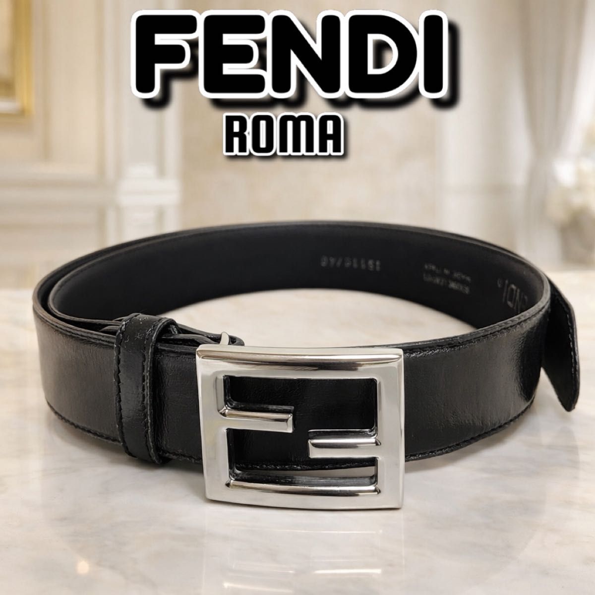 本革 FENDI フェンディ ベルト FFロゴ シルバー レザー バックル