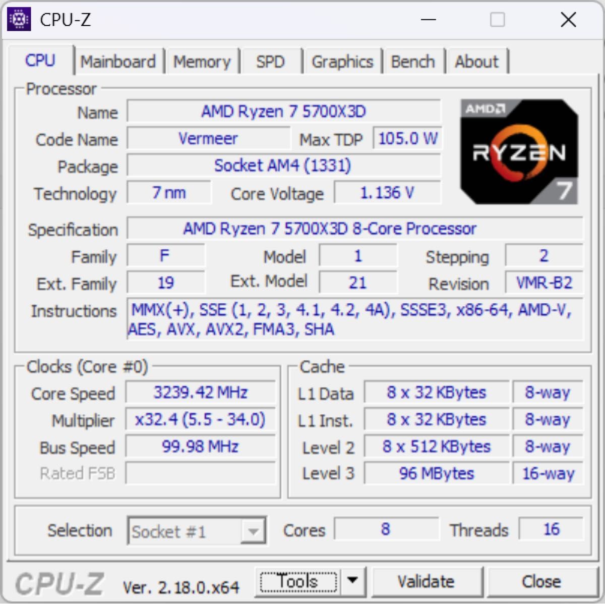 AMD Ryzen 7 5700X3D バルク 動作確認済み｜Yahoo!フリマ（旧PayPay