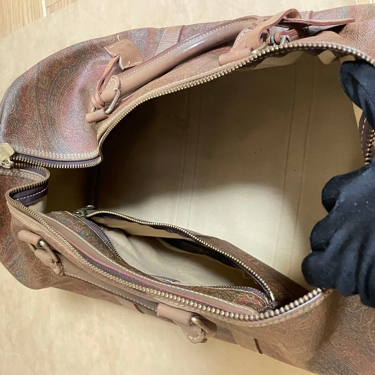 ETRO エトロ ボストンバッグ PVC ペイズリー柄 大容量 旅行鞄 2way