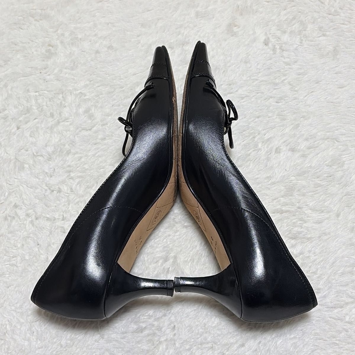 極美品 CHANEL シャネル ココマーク スクエアトゥパンプス レザー