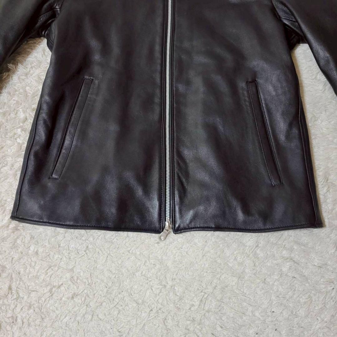 美品 ナノユニバース シングルライダースジャケット 羊革 黒 中綿