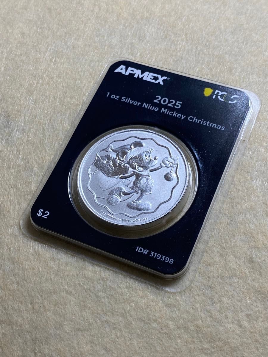 2025年 ニウエ 2ドル銀貨（純銀31 1g）ミッキークリスマス 保護