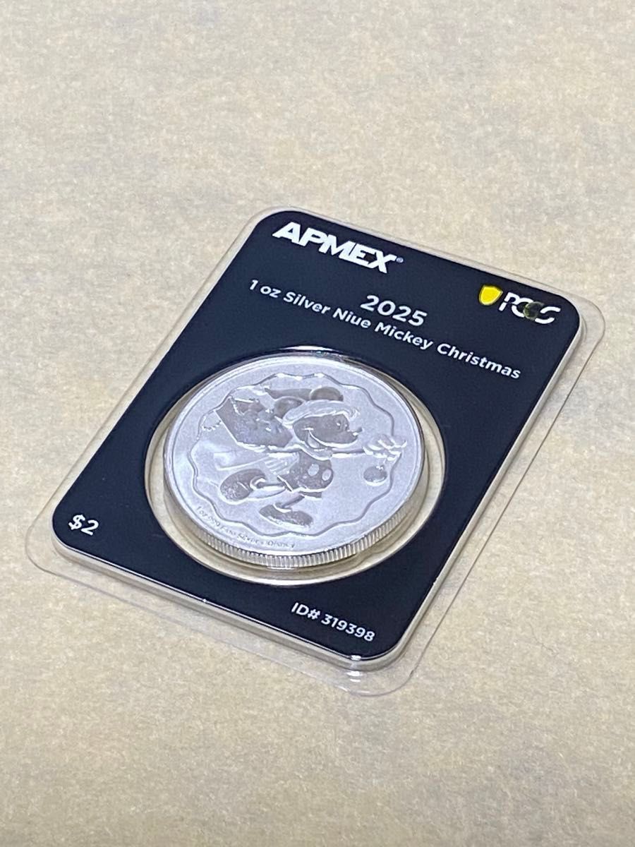 2枚セット2025年 ニウエ 2ドル銀貨ミッキークリスマス 保護