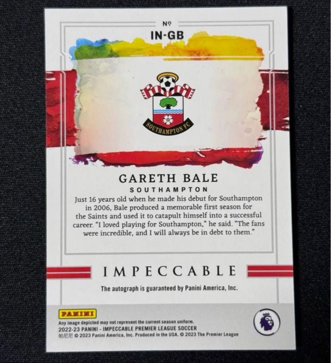 ガレス・ベイル 直筆サインカード Southampton 16/59 Panini