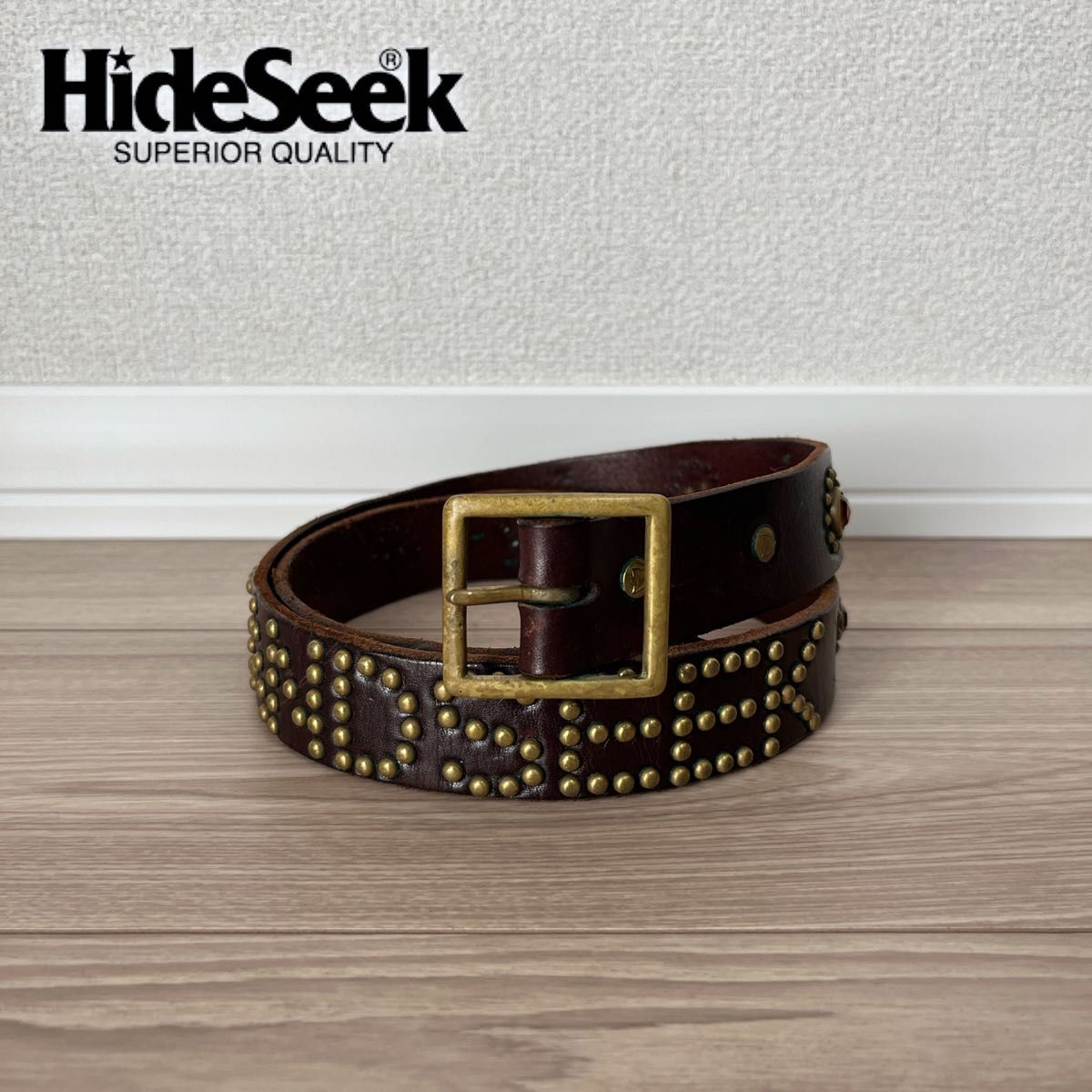 美品】HIDE AND SEEK ×HTC スタッズ 本革ベルト ブラウン L｜Yahoo