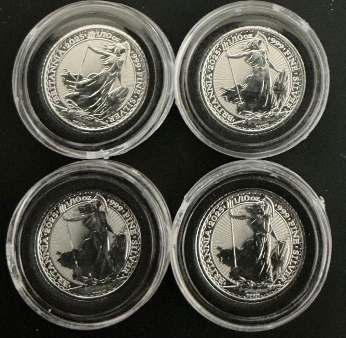 イギリス ブリタニア銀貨 1/10oz 4枚セット 純銀 999 ロイヤルミント