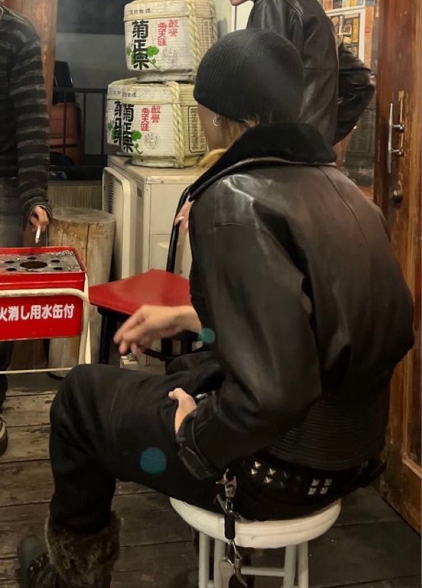archive短丈レザーボアジャケット 平成お兄系y2k 革ブルゾン レザー