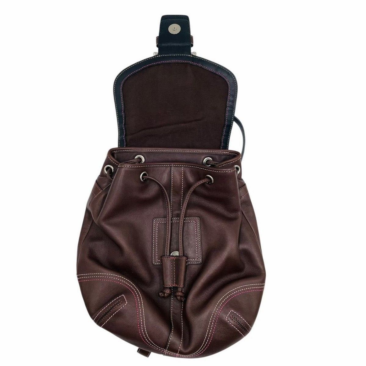 美品 COACH コーチ リュック デイパック バックパック ブラウン レザー