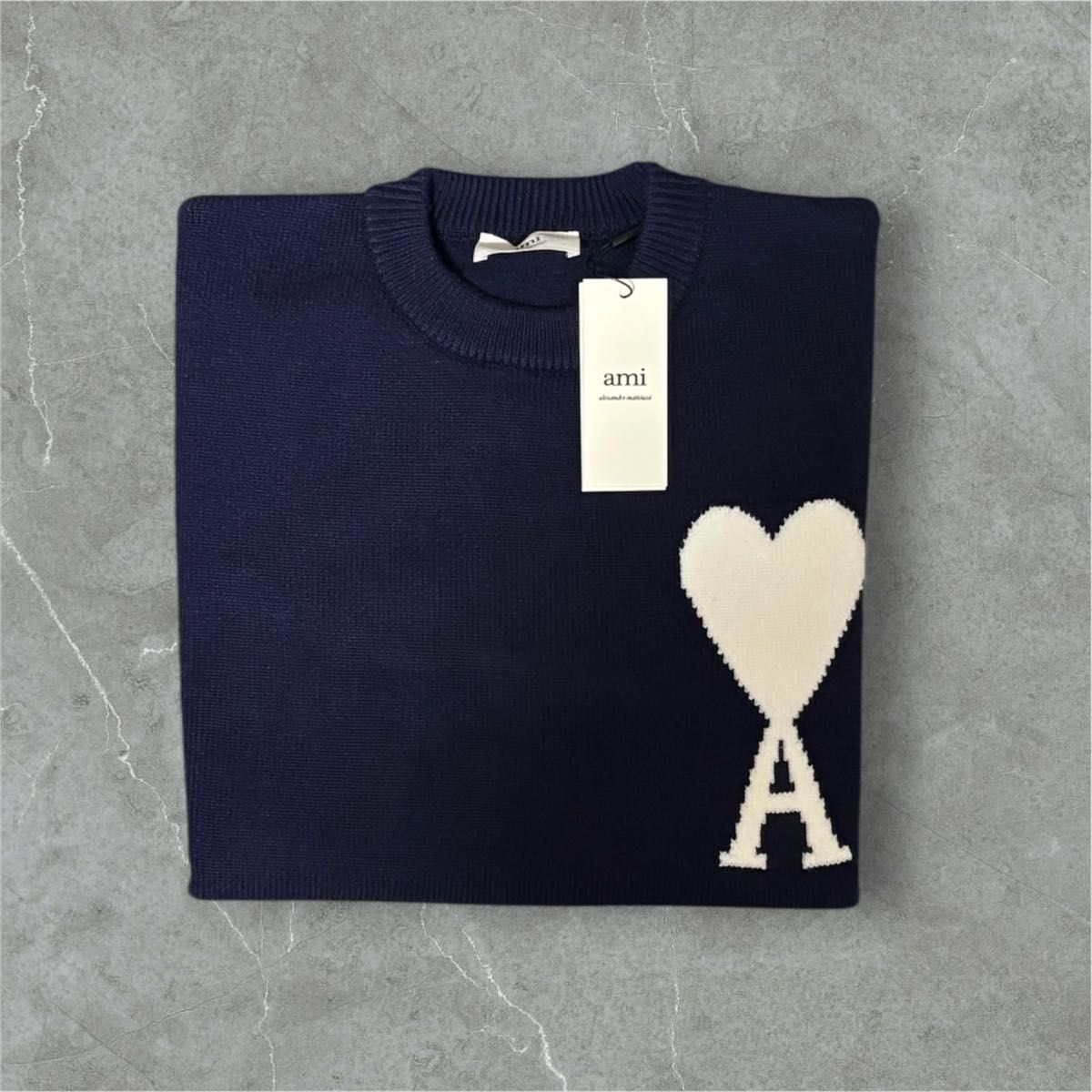 AMI Paris ハートロゴ ニット セーター ネイビー（新品・タグ付き