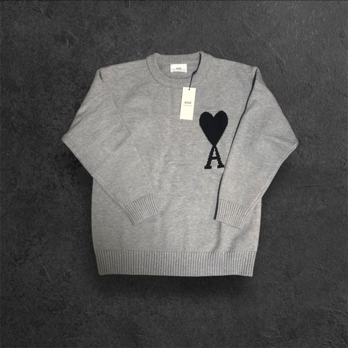 AMI Paris ハートロゴ ニット セーター グレー Sサイズ（新品・タグ