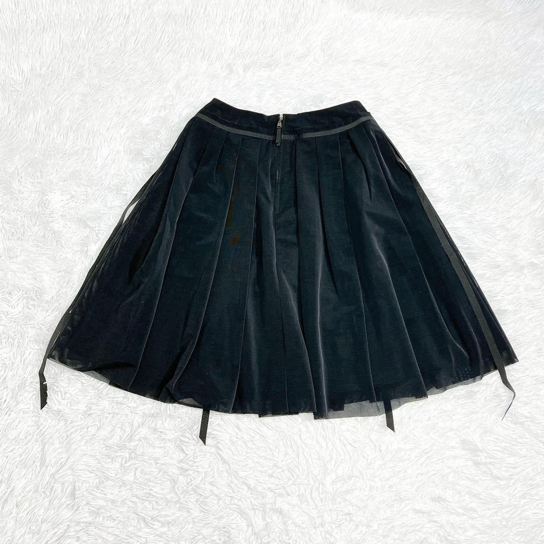 美品 FOXEY NEWYORK フォクシーニューヨーク チュール リボン フレア