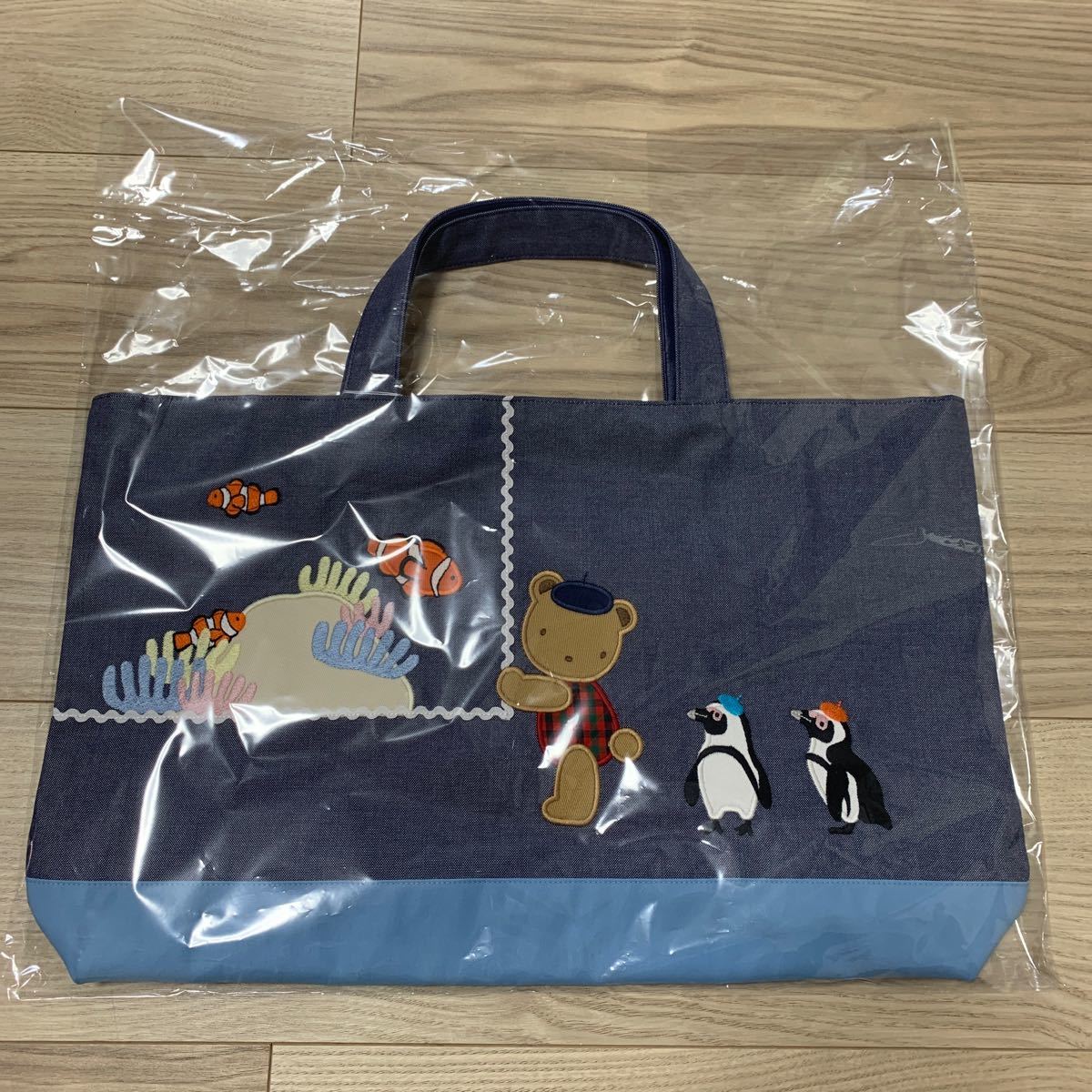 新品 ファミリア familiar ニフレル マチ付き デニムバッグ レッスン