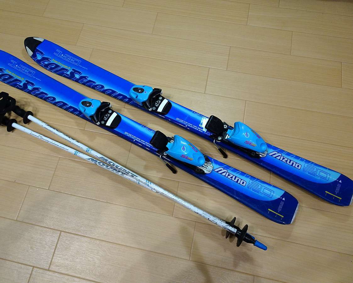 送料無料）mizuno star stream Jrスキー板+ビンディング+ストック
