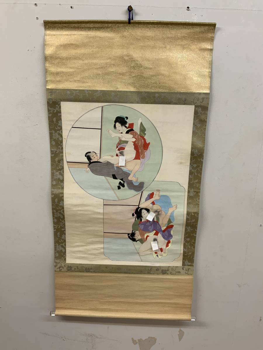 Yahoo!オークション - 美人画 春画 絹本 肉筆画 掛け軸