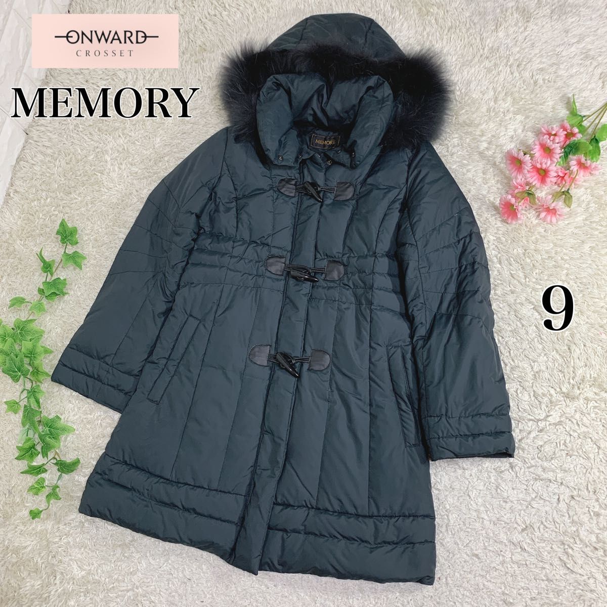 美品 MEMORY オンワード樫山 ダウンコート ラクーンファー ブラック 9