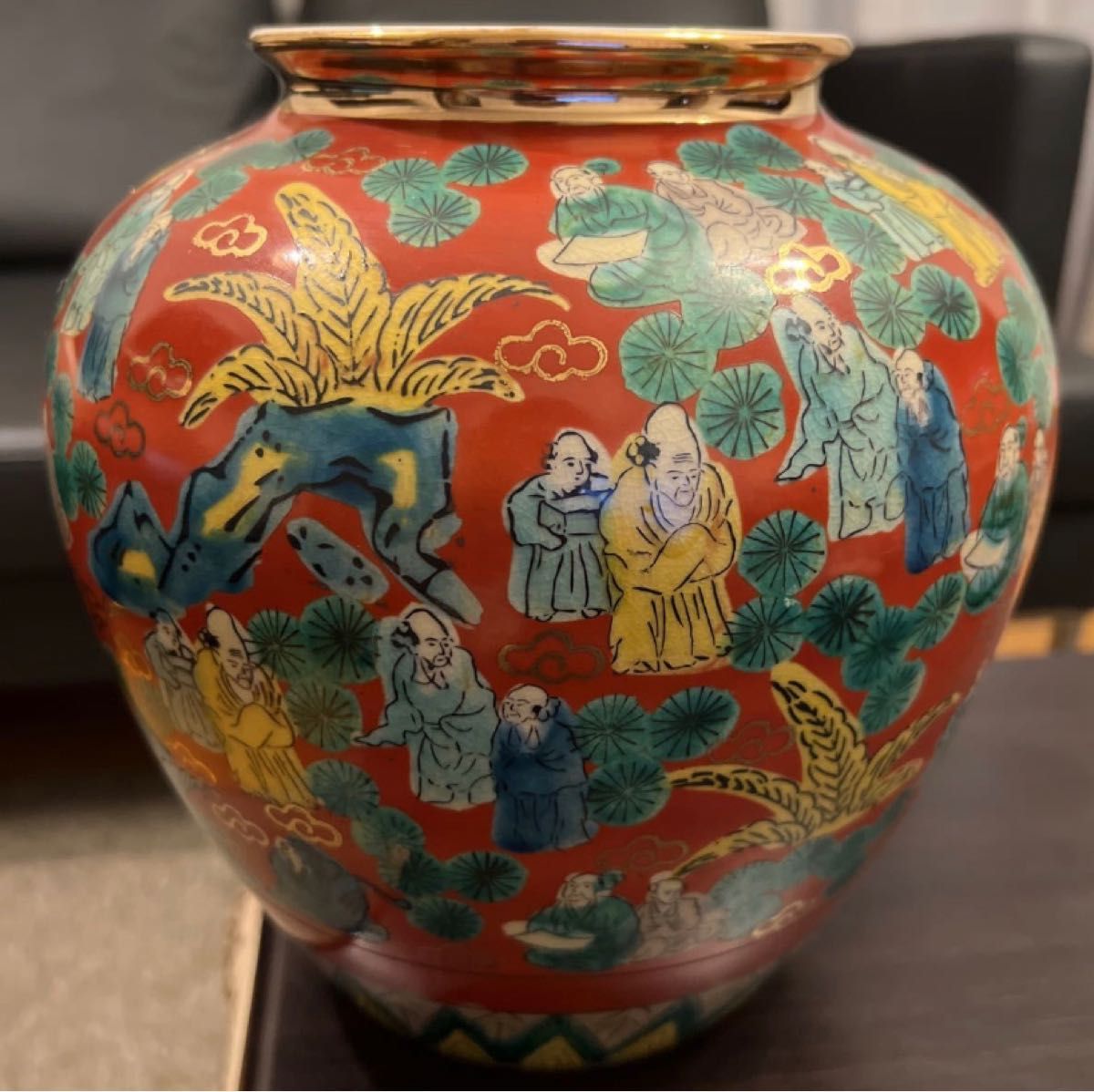 本日特別価格 H072 時代和陶 『青木木米』作 赤絵人物図 九谷焼 古作