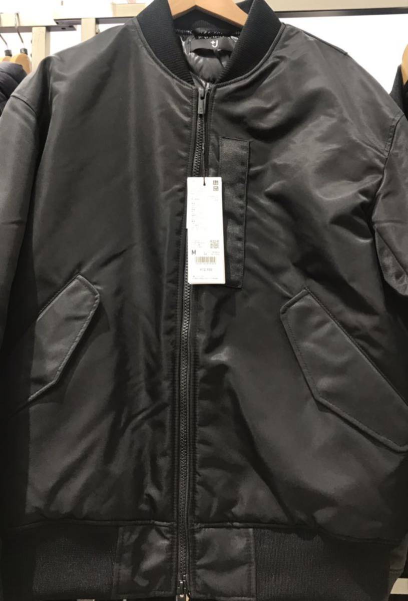 新品 ユニクロ +J ハイブリッドダウンオーバーサイズMA-1ブルゾン M 黒