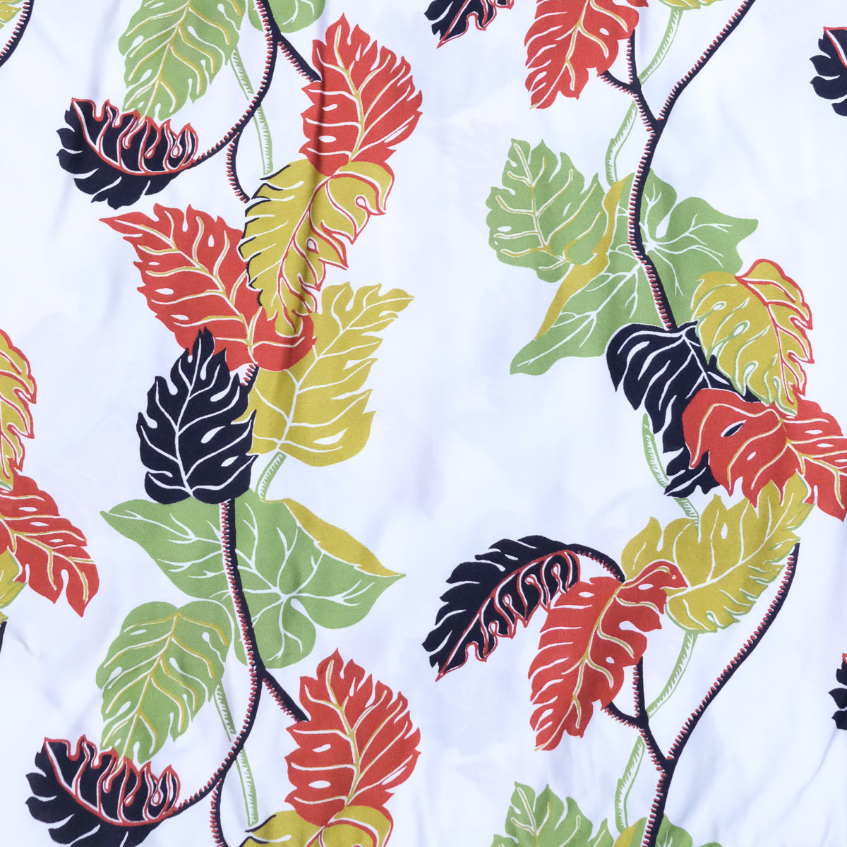 Men's Monstera Border Rayon Fujiette Aloha Shirt - White – AVANTI