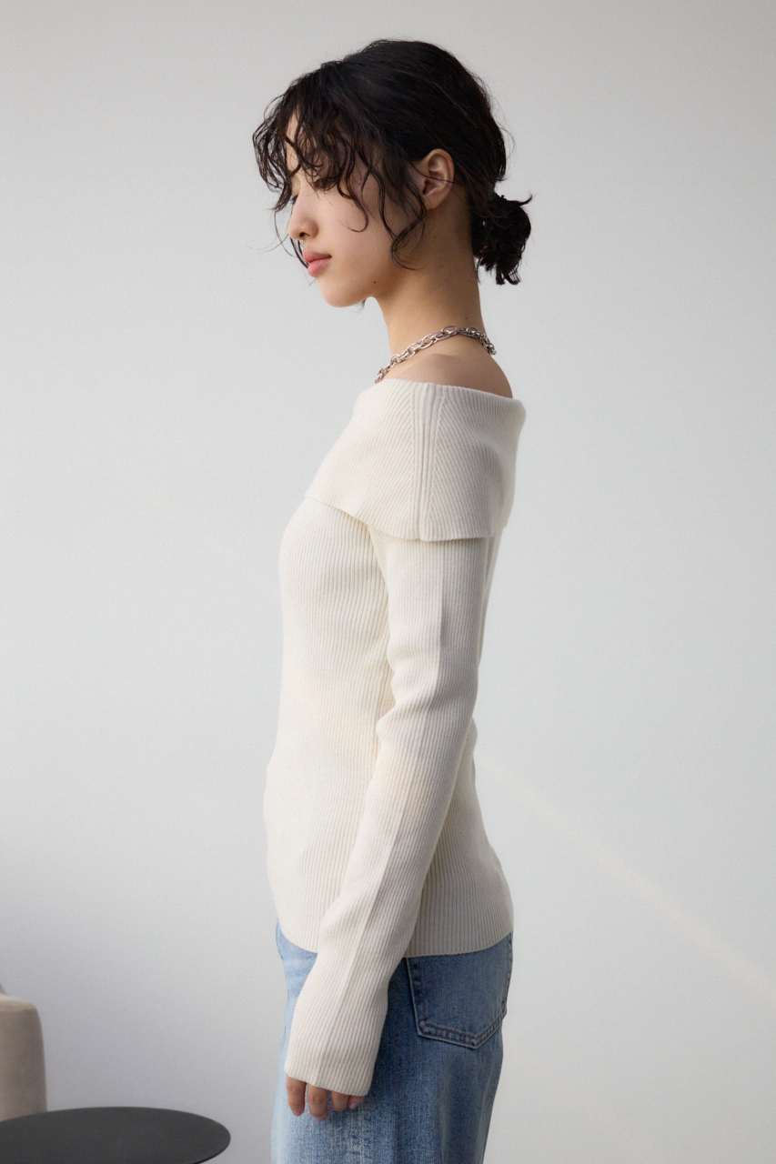 Cygne オフショルダー グレー ニットトップス Cygne オフショルダー