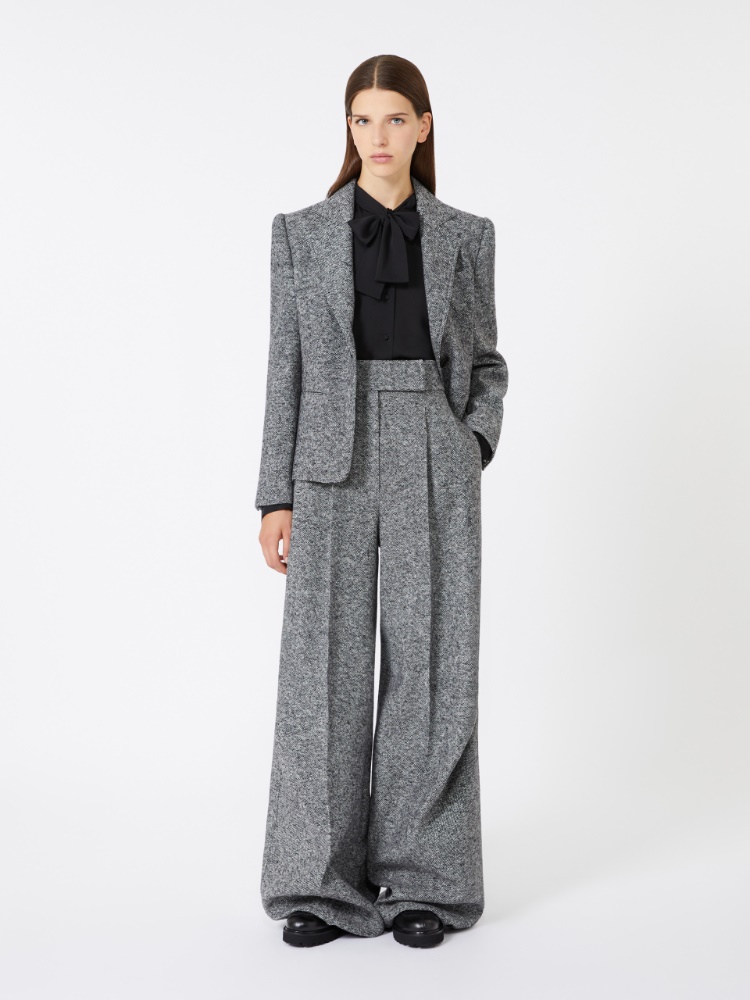 Washed fabric cropped trousers, ultramarine | Max Mara