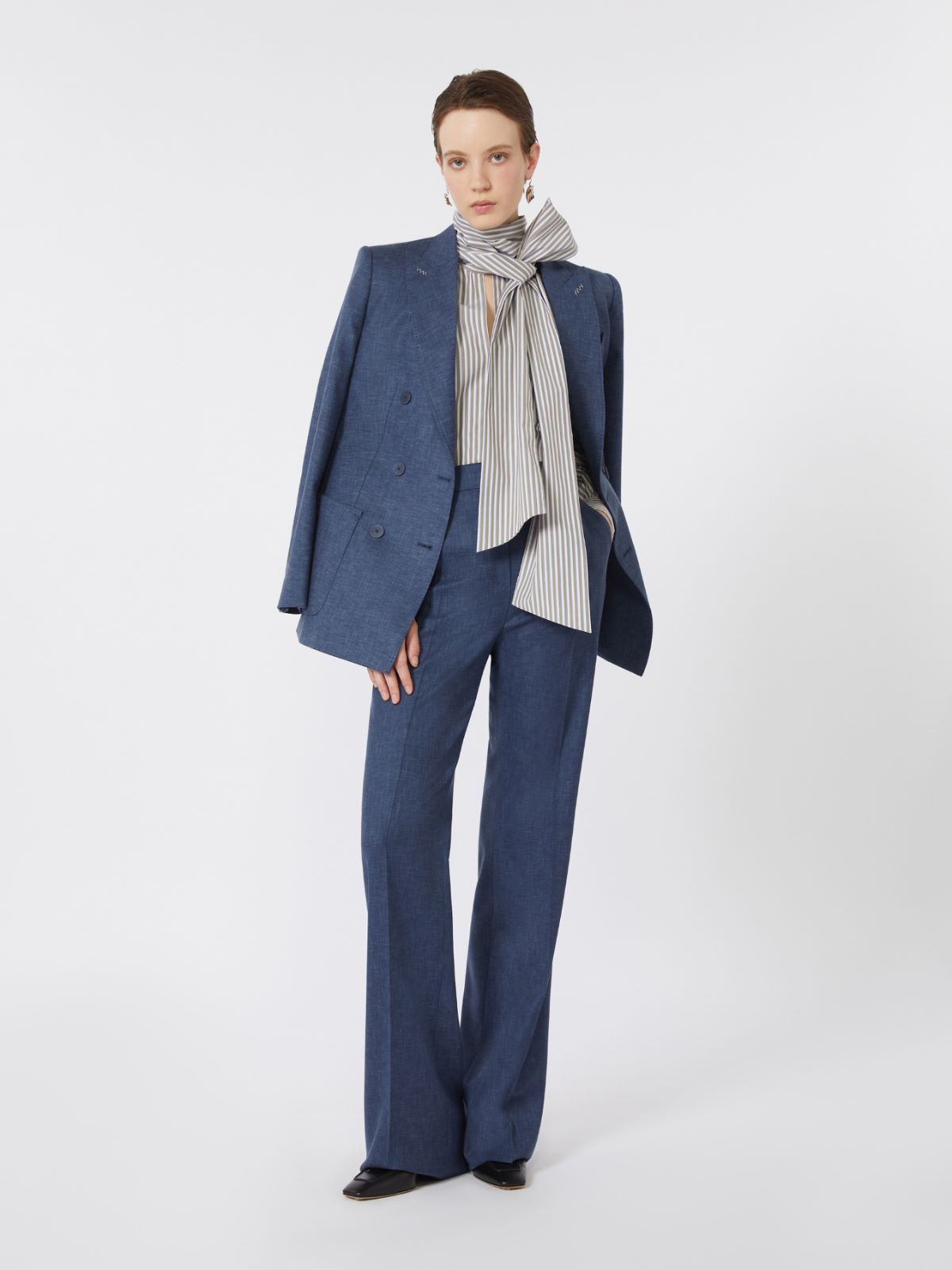 ボエム] ヴァージン ウール フレア パンツ, navy | Max Mara
