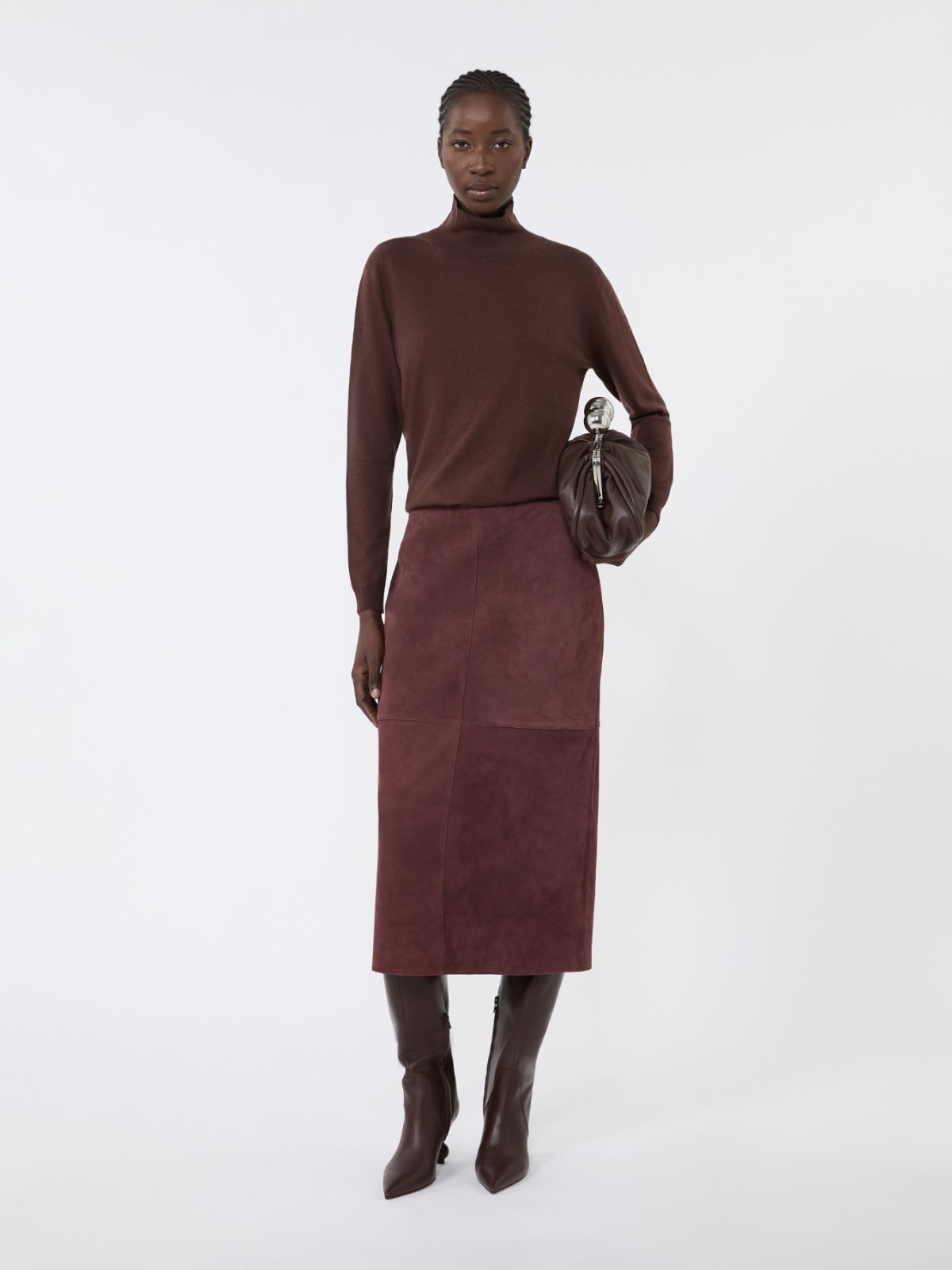 Wool and silk knit turtleneck, chocolate | Weekend Max Mara