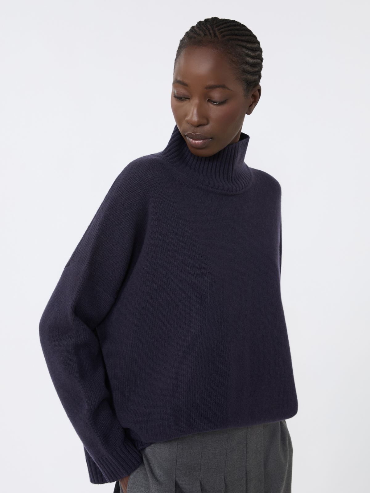 Wool knit turtleneck jumper, navy | Weekend Max Mara