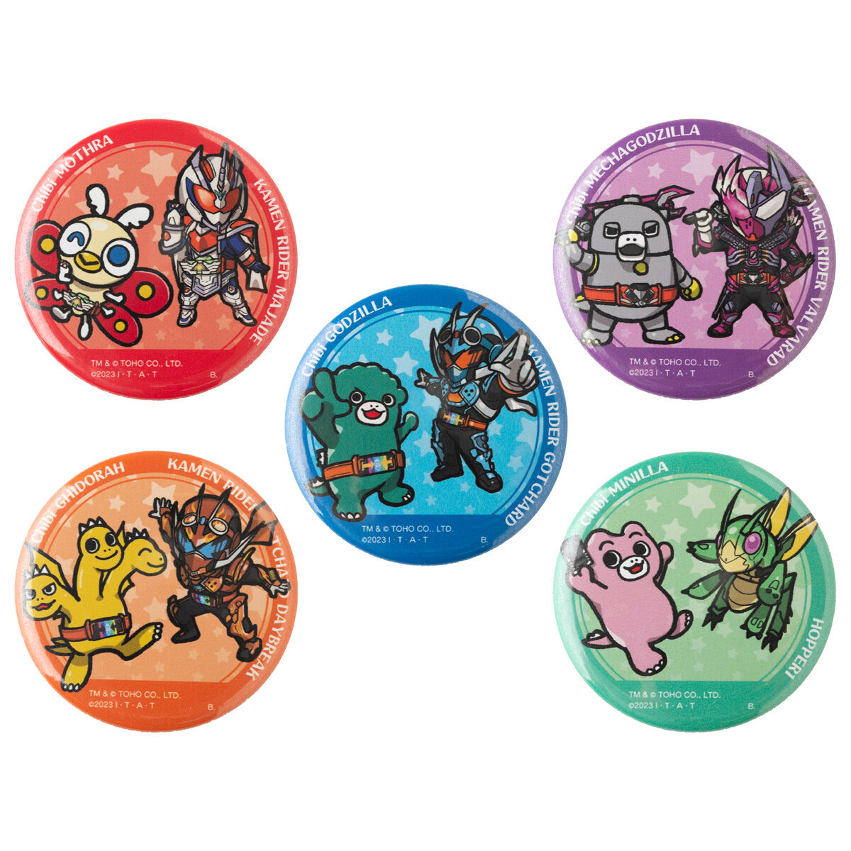 仮面ライダーガッチャード×ちびゴジラの逆襲 缶バッジ（全5種）【再販