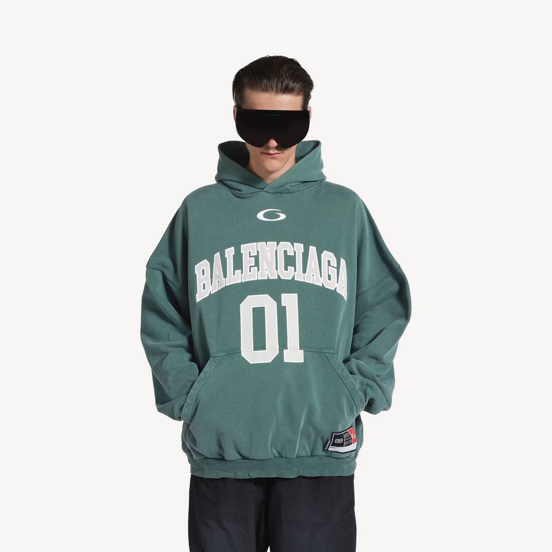 ダークグリーン/ライトグリーン の メンズ Basketball Hoodie ラージ