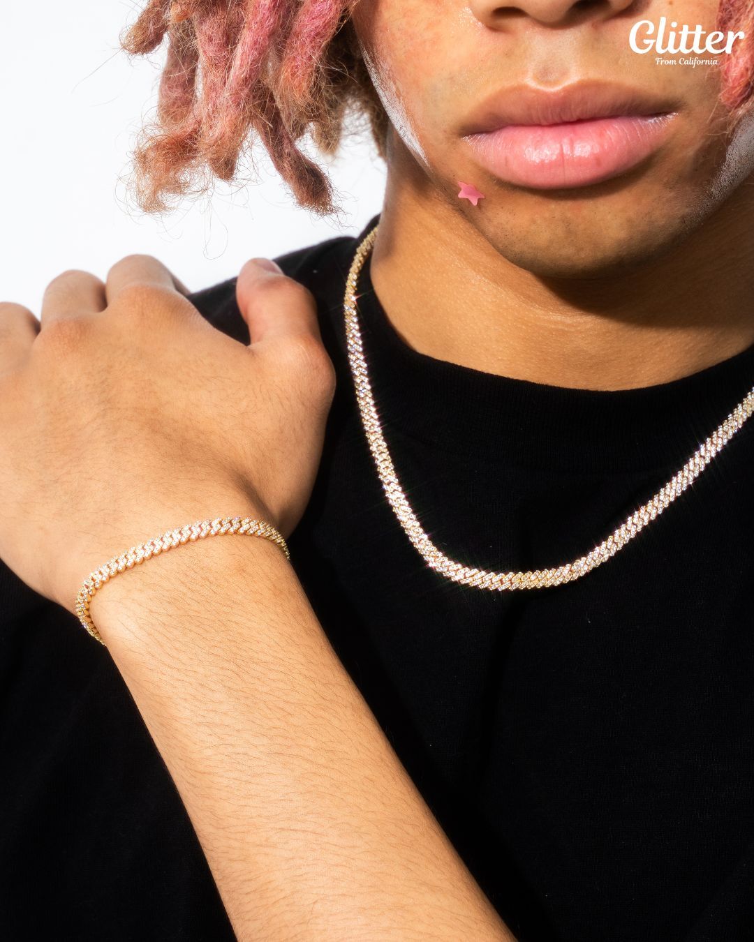 Iced Out Prong Cuban Chain Set 【5mm】【本日まで10%OFF】 | Glitter