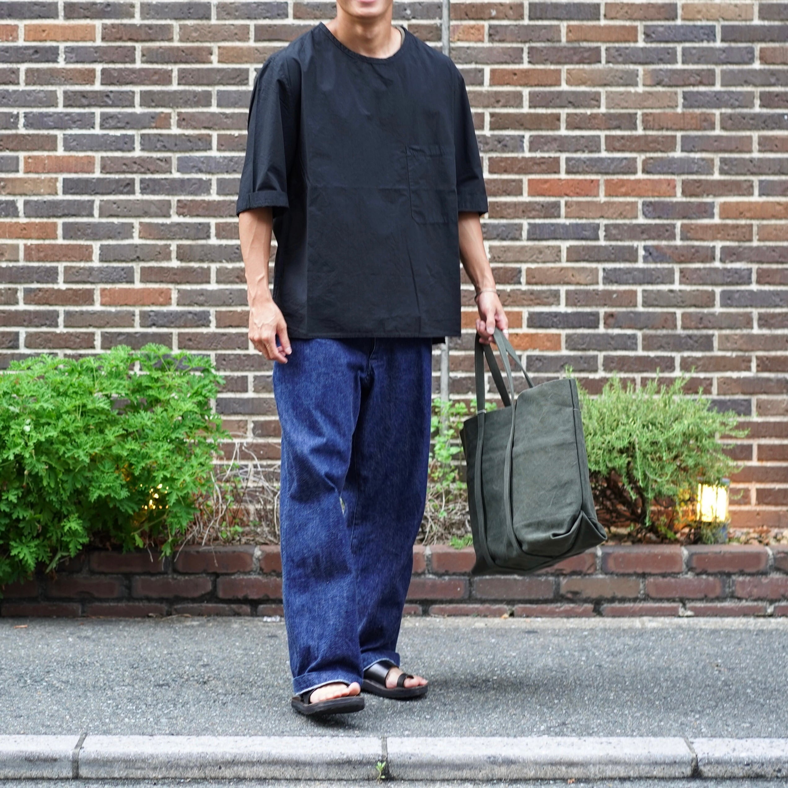 WASHED CANVAS 6POCKETS TOTE(M) -KHAKI- | brick_hakata