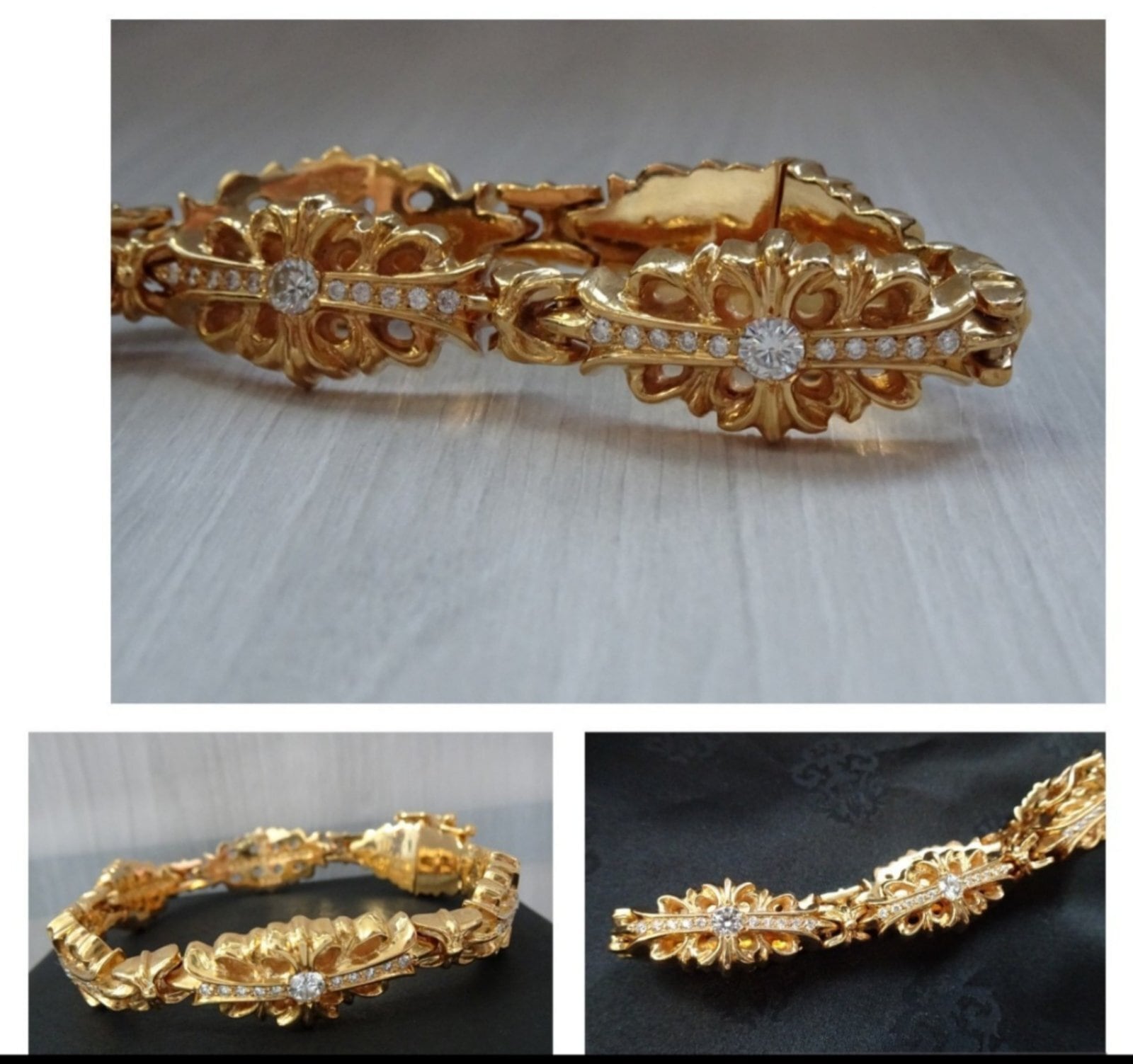CHROME HEARTS クロムハーツ フローラルクロス ブレスレット 22k