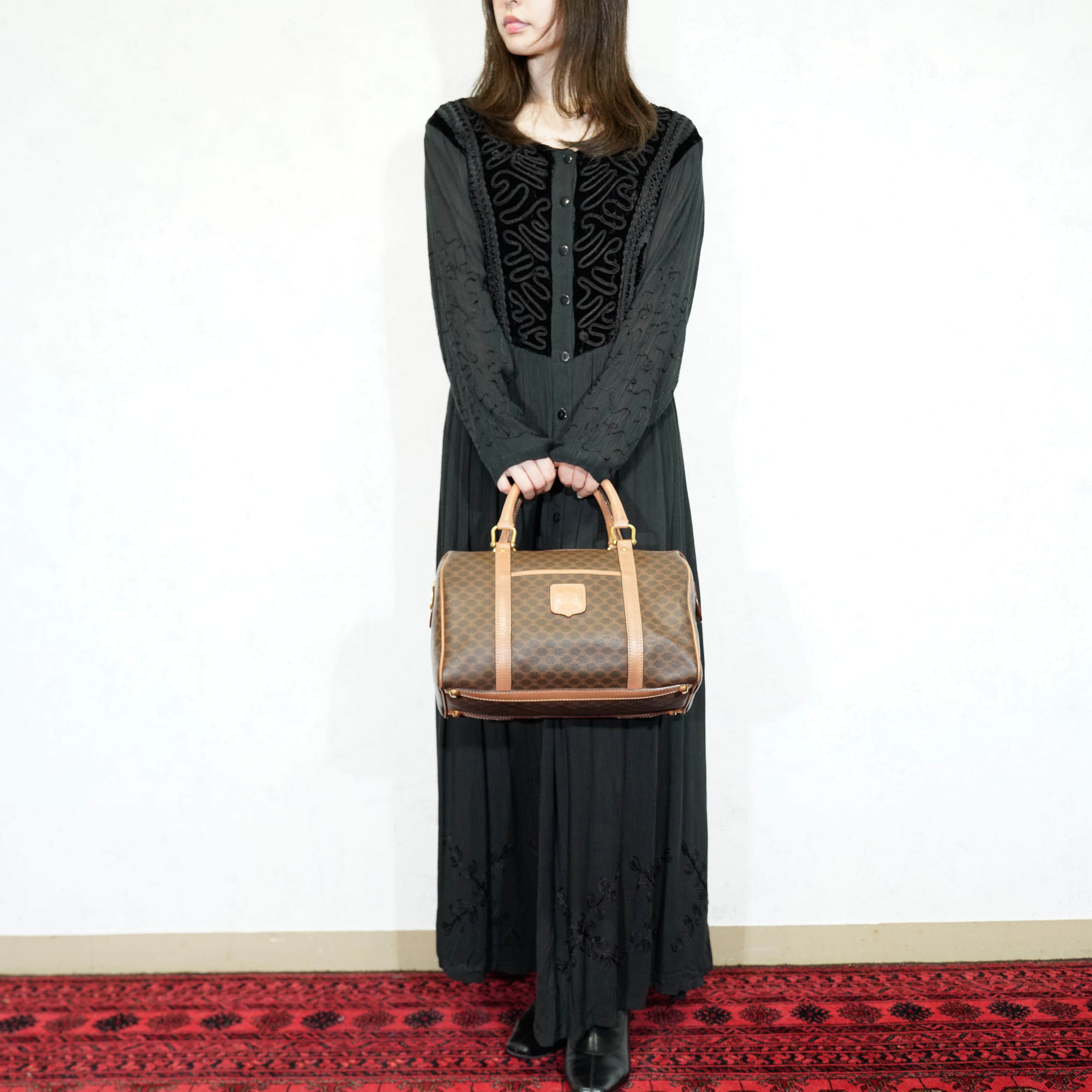 CELINE MACADAM PATTERNED BOSTON BAG MADE IN ITALY/オールドセリーヌ