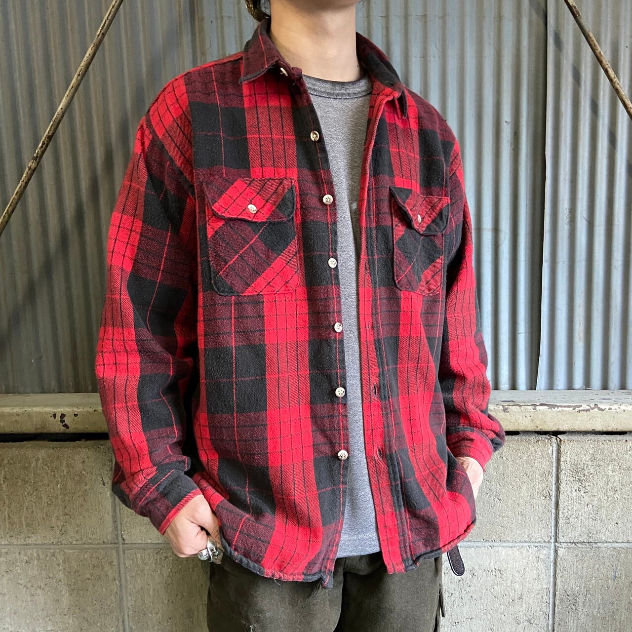 90年代 FIVE BROTHER ファイブブラザー チェック柄 長袖 ヘビー