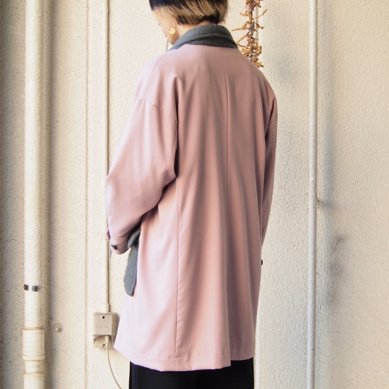 Quatorze mohair switching coat／モヘア切り替えコート（Charcoal