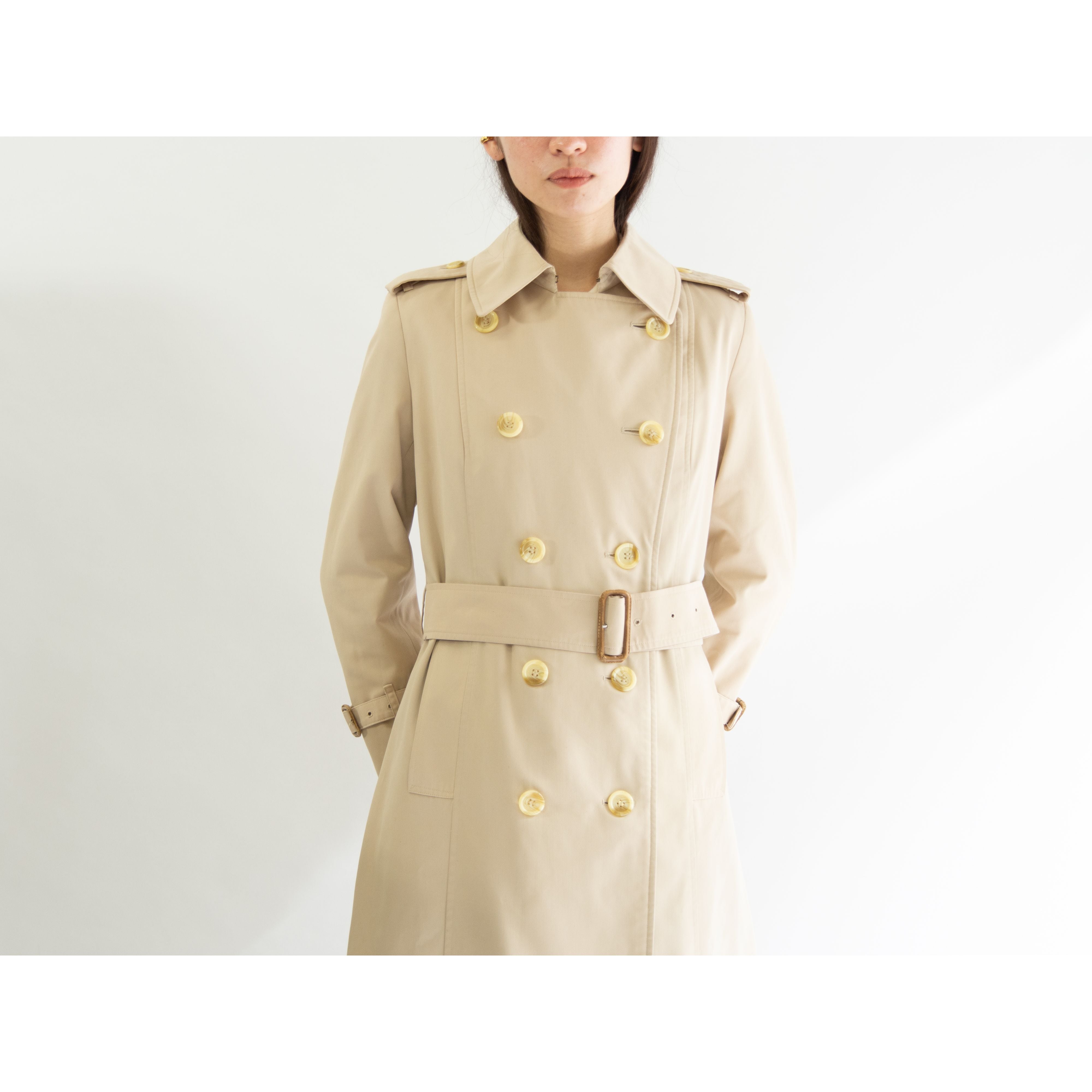 Burberrys】Made in England 80's polyester-cotton trench coat
