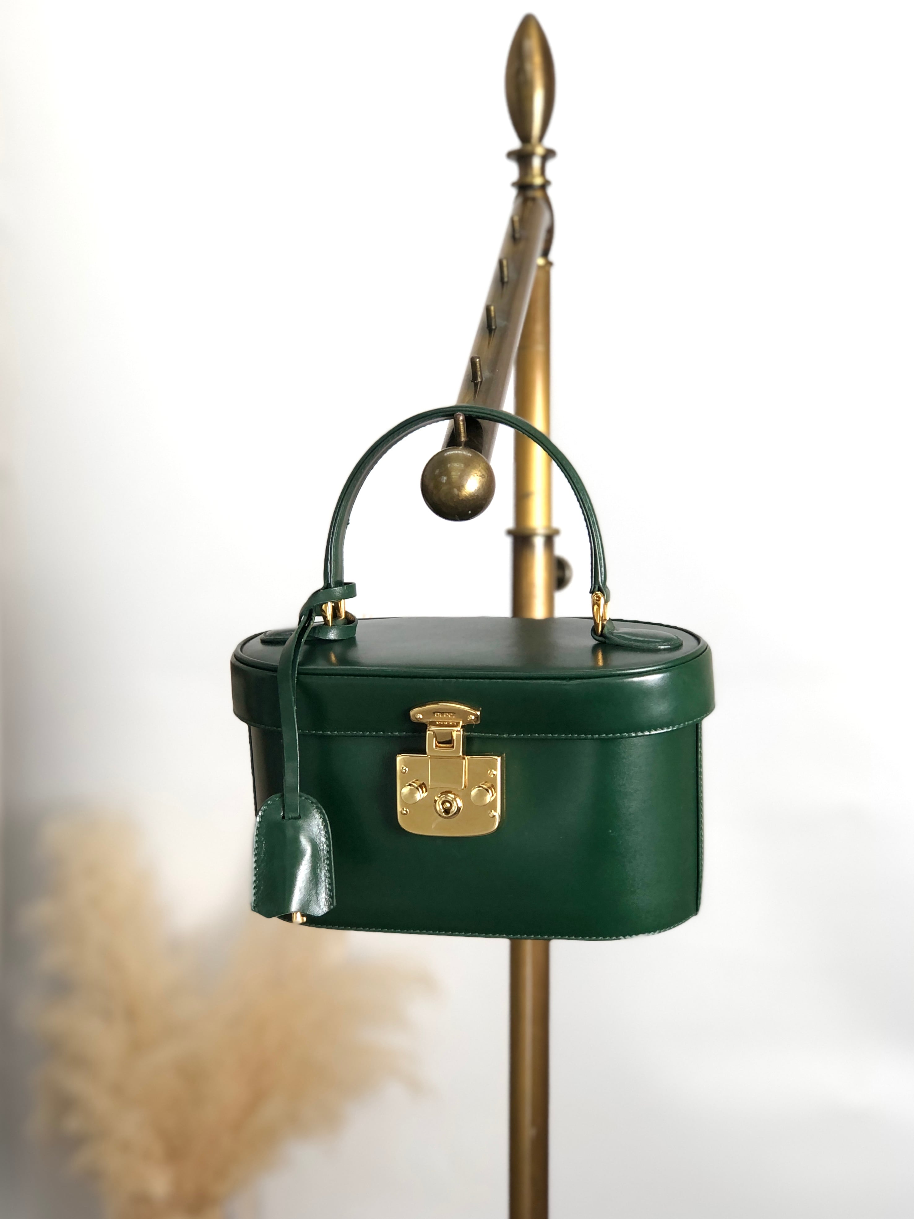 GUCCI グッチ レディロック ハンドバッグ グリーン レザー バニティ