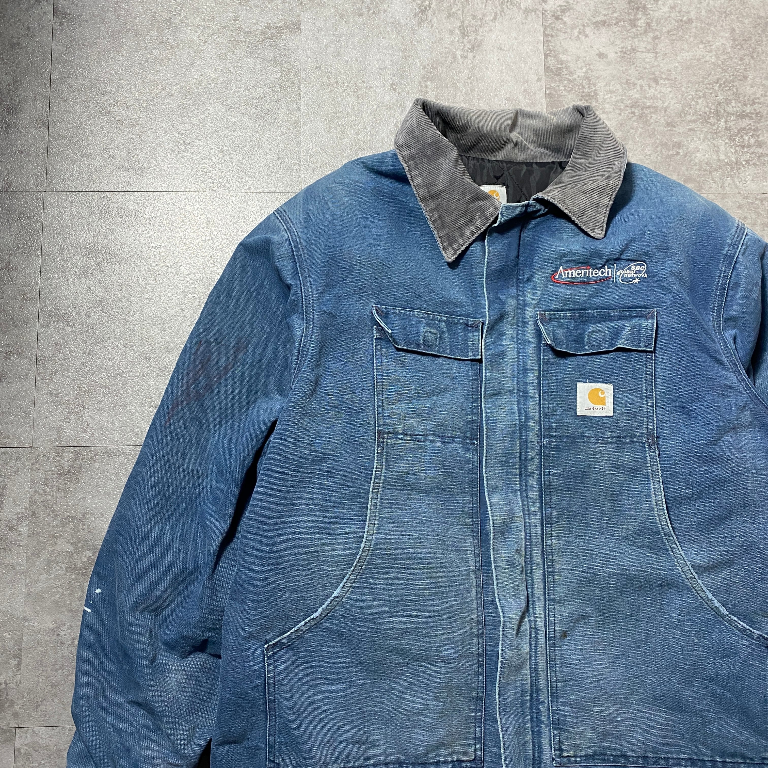 carhartt カーハート コーデュロイ襟 ラベルロゴ デニム ダメージ 中綿