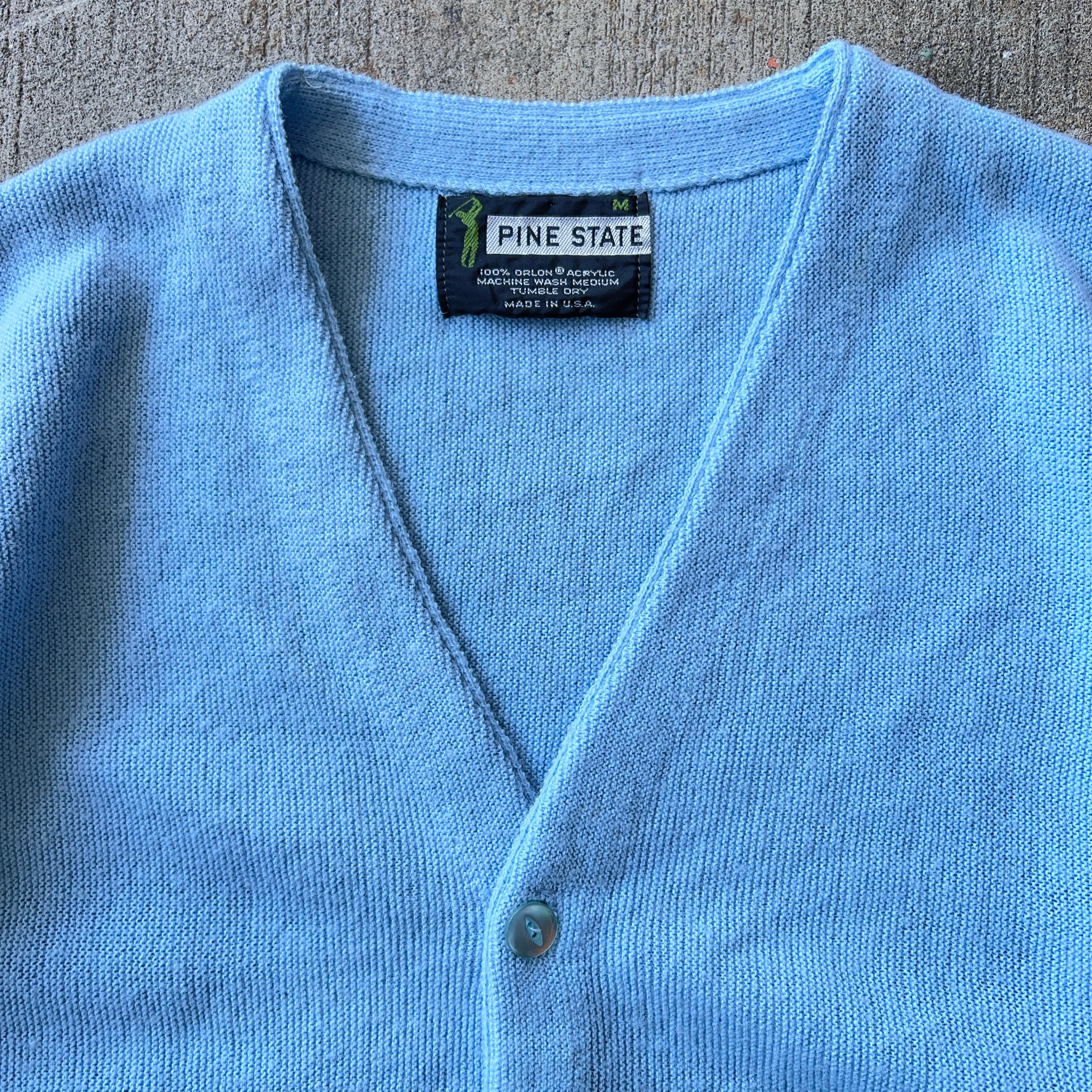 80's~ PINE STATE Knit Cardigan SkyBlue USA製 SIZE M 80年代 ニット