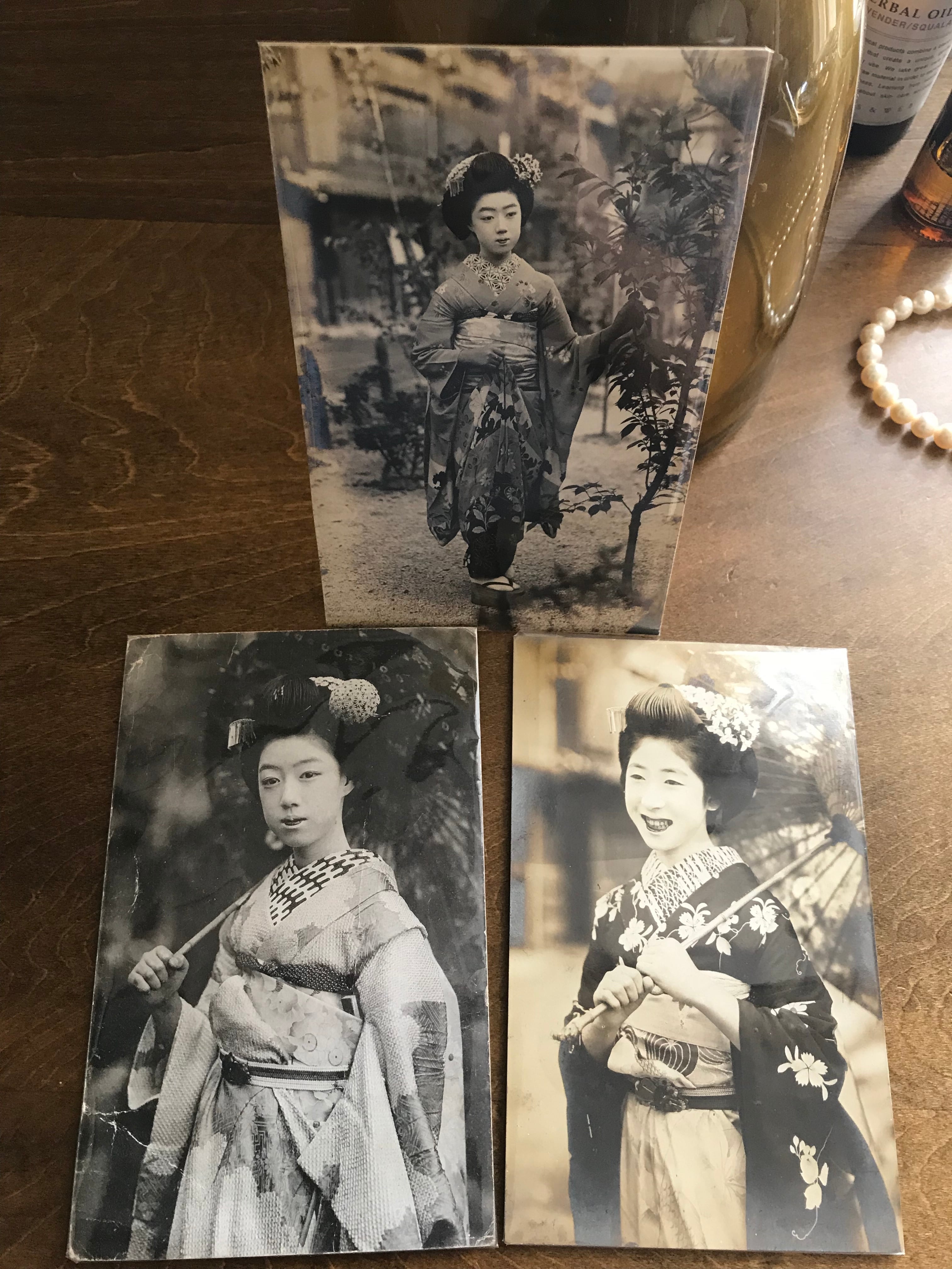 戦前 芸妓さんブロマイド 写真絵葉書 3枚セット! 大正 着物 美人 舞妓