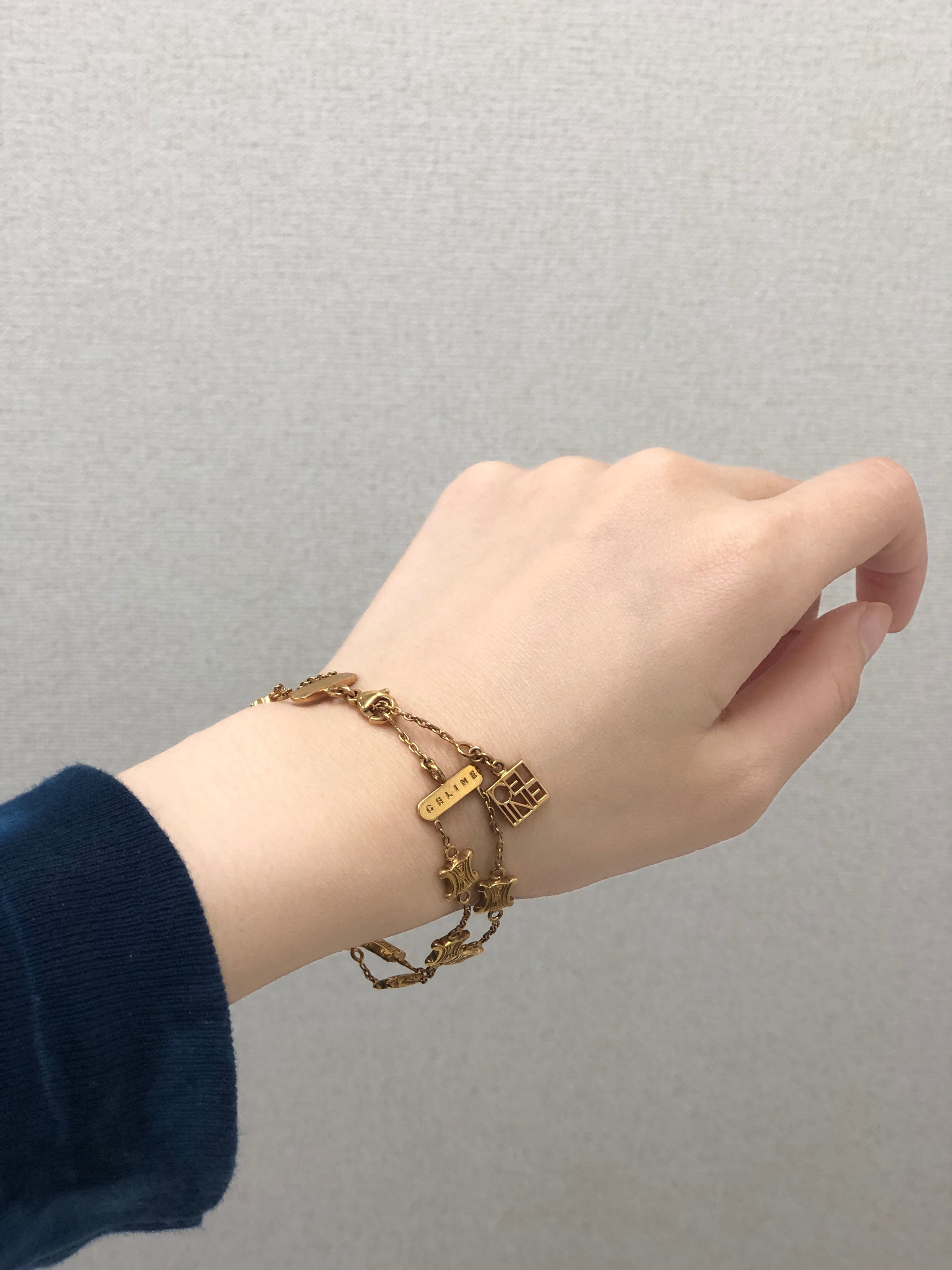CELINE セリーヌ トリオンフ ロゴチャーム ブレスレット ゴールド