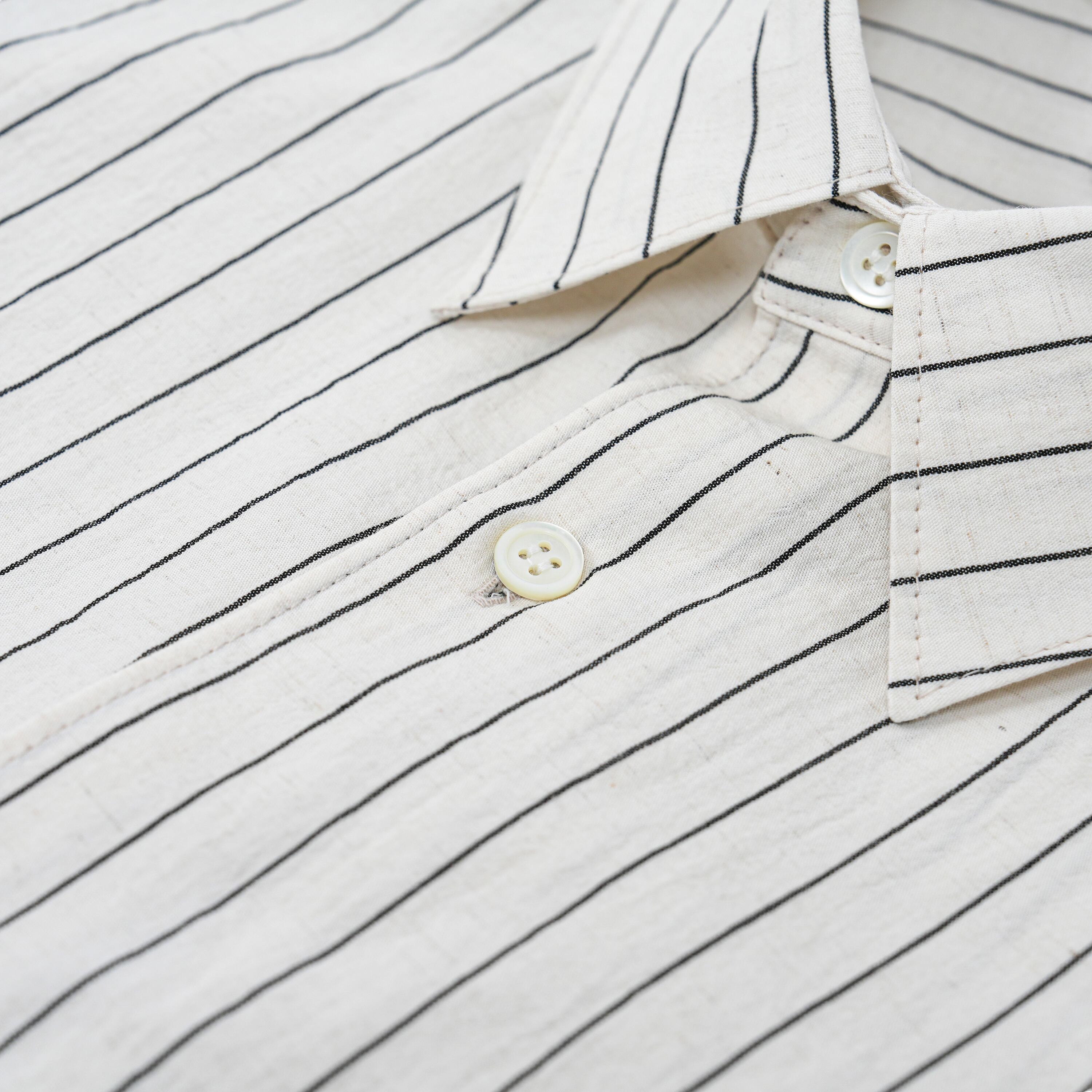 Cotton Linen Stripe Relax Shirts (white) | OVY
