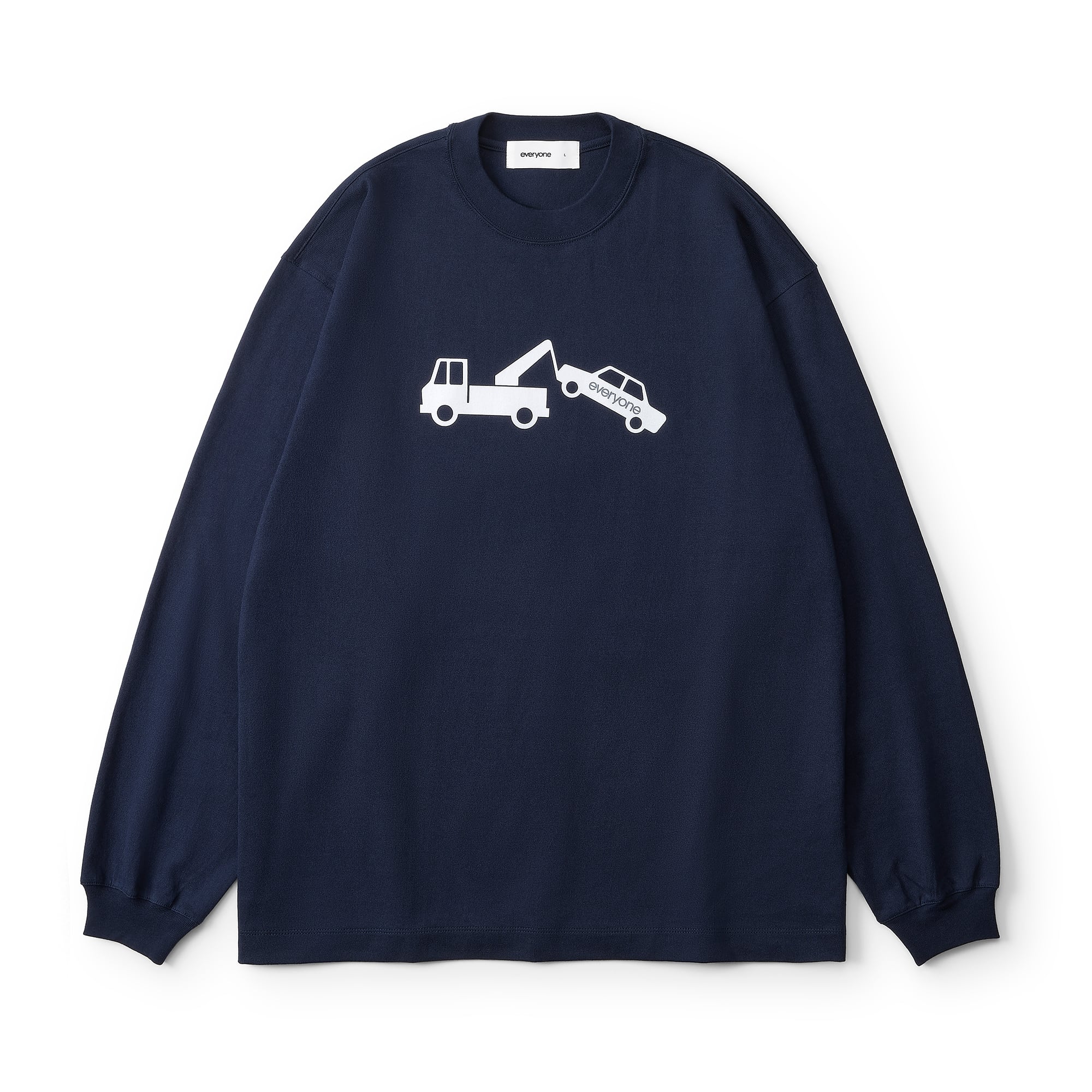 everyone j.30000 sketchy logo long sleeve tee shirt (NAVY) | everyone